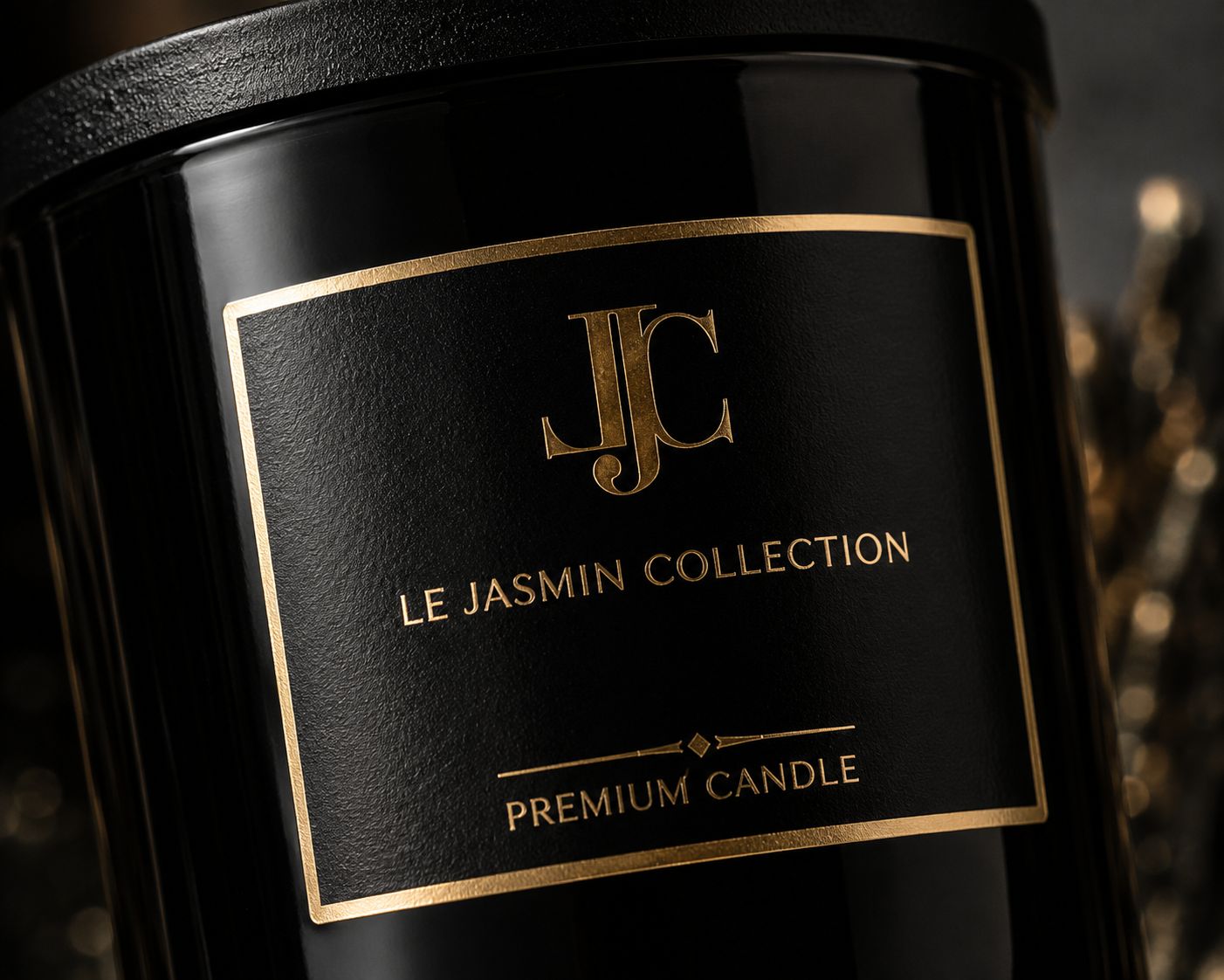 Detailansicht Liora Duftkerze von LE JASMIN COLLECTION im schwarzen Glas